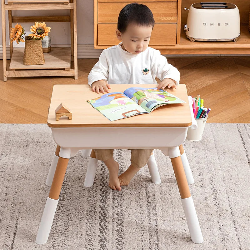 Solid Wood Kids Study Table & Chair Set