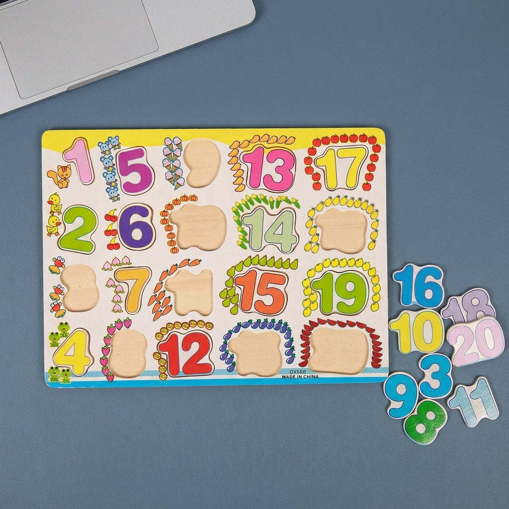 Wooden Number Puzzle – Numbers 1 to 20