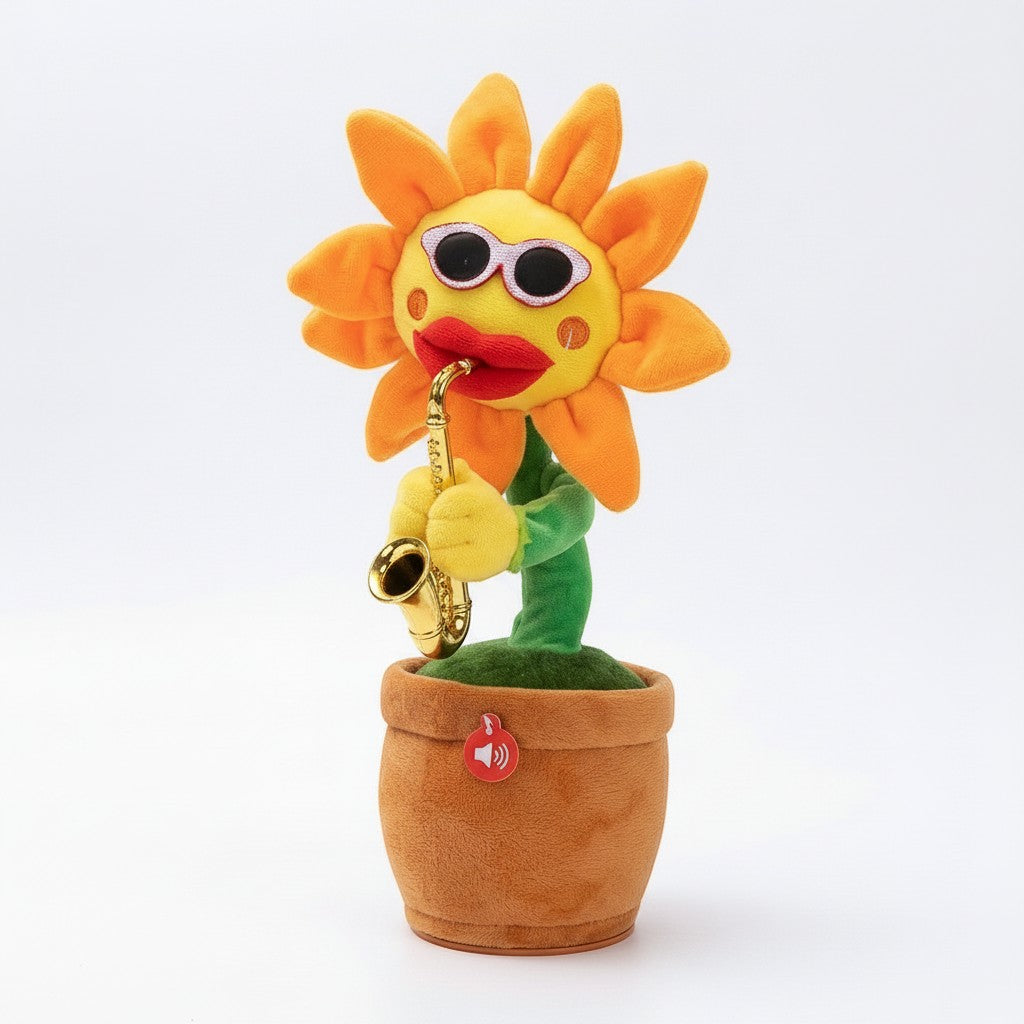 Dancing Musical Sunflower Plush Toy with Saxophone