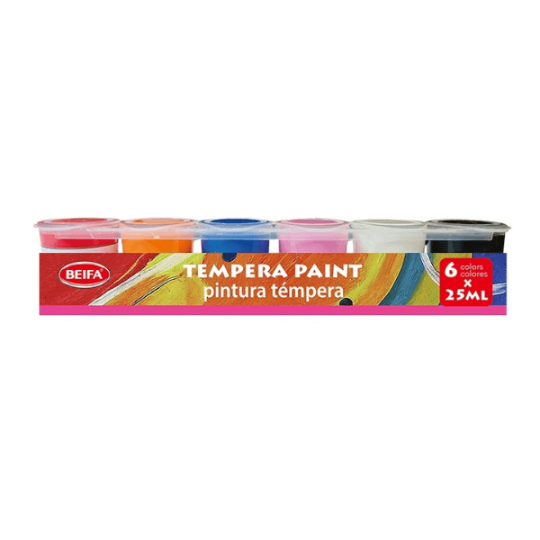 25ml Tempera Paint Set with Brush – 6 Vibrant Colours