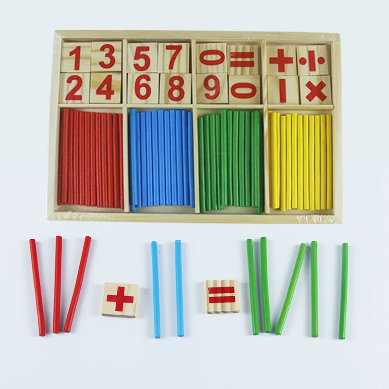 Wooden Mathematics Counting Stick Learning Box